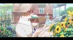  1boy 2girls aqua_bow axis_powers_hetalia bandaged_neck bandages belarus_(hetalia) black_border blonde_hair blue_dress blue_ribbon blue_sky blush border bow breasts brother_and_sister brown_hat bush cherry_tomato closed_eyes closed_mouth cloud cloudy_sky collared_dress commentary_request cup day dress drinking_glass fingernails flower food garden grey_hair hairband hand_up hands_up hat hat_bow highres holding holding_hose holding_tray hose house large_breasts leaf lemonade long_hair looking_at_another looking_to_the_side multiple_girls neck_ribbon open_mouth orange_flower outdoors pcpc_onaka pink_flower pointing puffy_short_sleeves puffy_sleeves purple_dress purple_eyes purple_flower ribbon russia_(hetalia) sandals scarf shirt short_hair short_sleeves siblings sidelocks sisters sky smile standing striped_clothes striped_dress summer sun_hat sunflower sweat t-shirt tomato tray tree ukraine_(hetalia) vegetable walking water white_flower white_hairband white_hat white_sandals white_scarf white_shirt window yellow_flower 