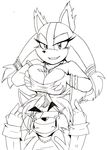  akatsukishiranui-fox anthro badger big_breasts bipedal breasts cleavage clothed clothing fan_character female male mammal mustelid sega smile sonic_(series) sticks_the_jungle_badger 