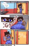  absurd_res ageplay anthro bathroom bewskyss canid canine clothed clothing dialogue five_nights_at_freddy&#039;s five_nights_at_freddy&#039;s:_security_breach hi_res implied_scat looking_at_viewer male mammal onomatopoeia public_restroom restroom_stall roleplay scottgames slamming solo sound_effects steel_wool_studios text 