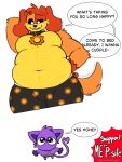 absurd_res an0malyz3r0 anthro belly black_sclera blush blush_lines bulge canid canine canis catnap_(poppy_playtime) clothed clothing collar dogday_(poppy_playtime) domestic_cat domestic_dog duo fangs felid feline felis fur hand_behind_head hand_on_hip hi_res jewelry long_tail looking_down looming male male/male mammal mob_entertainment navel necklace one_eye_closed open_mouth orange_body orange_ears orange_fur overweight overweight_male pattern_clothing pattern_underwear poppy_playtime purple_body purple_ears purple_fur ring romantic romantic_couple simple_background size_difference smiling_critters stretching tail teeth thick_thighs underwear underwear_only white_background