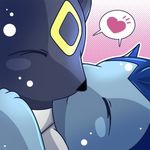  &lt;3 black_fur black_nose blue_fur canine close-up cute duo eeveelution eyes_closed female feral fur kissing male mammal nintendo pok&eacute;mon straight tamaryu umbreon vaporeon video_games 