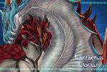  blue_eyes blue_scales capcom dragon feral horn hpa lagiacrus male monster_hunter rathalos red_eyes red_scales scalie video_games wings 