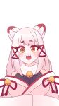  1girl absurdres animal_ears artist_request bad_source black_bodysuit body_freckles bodysuit bow breasts commission fang fox_ears fox_girl fox_tail freckles frills fur_collar gohei hair_between_eyes hair_bow hair_ornament hair_ribbon highres indie_virtual_youtuber japanese_clothes kagari_kitsune large_breasts long_hair long_sleeves messy_hair multicolored_hair nontraditional_miko pink_hair red_ribbon ribbon sidelocks simple_background skeb_commission skirt sleeves_past_fingers sleeves_past_wrists slit_pupils tail virtual_youtuber white_hair yellow_eyes 