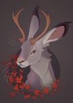 antlers character_name cryptid feral hare hi_res horn icon jackalope lagomorph leporid male mammal solo text windsnowandstatic