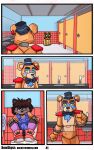  absurd_res ageplay ambiguous_gender anthro bewskyss canid canine clothed clothing comic dialogue digital_media_(artwork) duo english_text five_nights_at_freddy&#039;s five_nights_at_freddy&#039;s:_security_breach footwear fur hi_res infantilism male mammal overralls purple_clothing purple_footwear purple_socks red_clothing red_footwear red_shoes roleplay scottgames shoes sink socks steel_wool_studios tail text wet_floor_bot_(fnaf) 