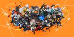  6+boys 6+girls absurdres alexandrina_sebastiane anby_demara animal_ear_fluff animal_ears asaba_harumasa bangboo_(zenless_zone_zero) bear_boy belle_(zenless_zone_zero) ben_bigger billy_kid black_gloves black_jacket black_pants blonde_hair blue_jacket blue_skin boots box breasts burnice_white caesar_king_(zenless_zone_zero) cat_ears cat_girl closed_eyes collared_shirt colored_skin confetti corin_wickes dark-skinned_female dark_skin ellen_joe english_commentary eous_(zenless_zone_zero) everyone fairy_(zenless_zone_zero) fake_animal_ears fox_ears fox_girl furry furry_male glasses gloves grey_hair grin gun hair_between_eyes hair_over_one_eye headband helmet highres holding holding_box holding_gun holding_weapon hood hood_down horns hoshimi_miyabi hugo_vlad index_finger_raised jacket japanese_clothes ju_fufu koleda_belobog lighter_(zenless_zone_zero) long_hair luciana_de_montefio multiple_boys multiple_girls nekomiya_mana nicole_demara official_art one_eye_closed open_mouth pants paper pink_hair piper_wheel qingyi_(zenless_zone_zero) red_hair red_jacket red_scarf robot_boy satou_asuka scarf second-party_source shirt shoes simple_background single_thighhigh smile soukaku_(zenless_zone_zero) sparkle sunglasses thighhighs tiger_ears tiger_girl tsukishiro_yanagi umbrella vivian_banshee von_lycaon weapon white_hair white_shirt wise_(zenless_zone_zero) wolf_boy yellow_headband yixuan_(zenless_zone_zero) zenless_zone_zero zhu_yuan 