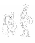  anthro breasts bulge clothed clothing duo female greninja grin hyper hyper_penis kaboozle long_ears lopunny male midriff nintendo penis pok&eacute;mon shirt shorts skimpy smile standing timothy_vladislaus video_games 