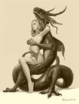  2011 bestiality chinese_dragon dragon duo edward_halmurzaev female feral fondling horn human human_on_feral interspecies male mammal monochrome nude on_top penetration reverse_cowgirl_position sex straight talons wings 