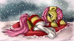  2015 animal_genitalia anus clitoris cutie_mark dock equine equine_pussy female feral fluttershy_(mlp) friendship_is_magic fur hair hooves looking_at_viewer looking_back mammal my_little_pony neko-me pillow pink_hair puffy_anus pussy smile snow solo teal_eyes underhoof yellow_fur 