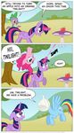  2015 anthro blue_eyes comic dialogue dragon english_text equine fangs female feral friendship_is_magic glowing green_eyes group hair horn horse magic male mammal my_little_pony onion pinkie_pie_(mlp) pony purple_eyes purple_hair rainbow_dash_(mlp) sparkles spike_(mlp) table text timothy_fay tree twilight_sparkle_(mlp) winged_unicorn wings zap 