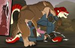  all_fours anal anal_orgasm anal_penetration angel_(velvetvlade) anthro anthro_on_feral anthro_penetrated balls bestiality big_fangs bite blue_bodysuit blue_clothing blue_skinsuit blush bodily_fluids bodysuit brown_body brown_fur butt clothed clothing cum cum_in_ass cum_inside cum_on_butt cum_on_ground cumshot duo ejaculation erection eyes_closed fallout fangs felid feral feral_penetrating feral_penetrating_anthro fur genital_fluids genitals hair hands-free hi_res killthe_demon knotting looking_pleasured male male/male male_penetrated male_penetrating male_penetrating_male mammal microsoft night_stalker_(fallout) open_mouth orgasm penetration penile penile_penetration penile_spines penis penis_in_ass pink_penis plant red_body red_fur red_hair red_tongue samantha_(nava) sex short_hair shoulder_bite shrub side_view skinsuit tan_body tan_fur teeth tight_clothing tongue torn_bodysuit yellow_balls yellow_body yellow_fur 