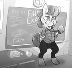  2015 apple backsash blush bulge chalkboard classroom clothed clothing earth_pony english_text equine fan_character fruit fur hair horse male mammal my_little_pony pony school smile solo standing table teacher text tongue tongue_out 