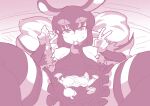  akuyome arm_warmers bare_shoulders blush condom condom_in_mouth demon_wings frills fur_trim greyscale hetero highres holding holding_condom in_heat lying matsuda_yuusuke monochrome mouth_hold on_back pillow pointy_ears seductive_smile simple_background sketch smile sweatdrop thighhighs used_condom v wings yome_(akuyome) 