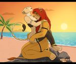  2015 anthro anthrofied beach breasts canon_couple clothing cowgirl_position disney feline female jewelry legwear lingerie lion male mammal nala necklace nipples on_top penetration piercing quarko-muon seaside sex simba straddling straight sunset tasteful the_lion_king 