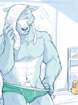  anthro as40728 bulge canine clothing flaccid male mammal penis solo towel underwear undressing wolf 