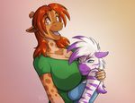  2015 amber_eyes anthro blue_eyes clothing diamond_(character) duo embrace equine female giraffe kadath mammal one_eye_closed puzzle_(character) shirt stripes zebra 