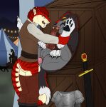  anal anal_penetration angel_(velvetvlade) animal_genitalia animal_penis anthro anthro_on_feral anthro_penetrating anthro_penetrating_feral armor balls bestiality big_fangs black_boots black_clothing black_footwear blue_eyes boots bottomwear bottomwear_down brown_bottomwear brown_clothing brown_pants brown_topwear canid canine canine_genitalia canine_penis clothed clothed_feral clothing duo fangs felid feral feral_penetrated footwear fur genitals green_eyes grey_balls grey_body grey_fur hair hi_res kage_(faolanwolfsavor) killthe_demon male male/male male_penetrated male_penetrating male_penetrating_male mammal markings melee_weapon narrowed_eyes open_mouth pants pants_down partially_clothed penetration penile penile_penetration penis penis_in_ass pink_penis red_body red_fur red_hair red_penis red_tongue sex shoes standing standing_sex striped_markings striped_neck striped_tail stripes sword tail tail_markings teeth tongue tongue_out topwear weapon white_clothing white_topwear yellow_balls yellow_body yellow_fur 