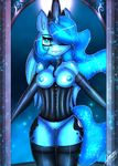  anthro anthrofied blush breasts clothing crown elbow_gloves equine female friendship_is_magic gamermac gloves hair horn legwear lingerie mammal mirror my_little_pony nipples princess_luna_(mlp) pussy winged_unicorn wings 