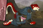  all_fours anal anal_penetration angel_(velvetvlade) anthro anthro_on_feral anthro_penetrated balls bestiality big_fangs bite blue_bodysuit blue_clothing blue_skinsuit blush bodily_fluids bodysuit clothed clothing cum cum_string duo erection fallout fangs felid feral feral_penetrating feral_penetrating_anthro fur genital_fluids genitals green_eyes hair hi_res invisible killthe_demon looking_pleasured male male/male male_penetrated male_penetrating male_penetrating_male mammal microsoft narrowed_eyes night_stalker_(fallout) open_mouth penetration penile penile_penetration penile_spines penis penis_in_ass pink_penis plant red_body red_fur red_hair red_tongue samantha_(nava) sex short_hair shoulder_bite shrub side_view skinsuit teeth tight_clothing tongue torn_bodysuit translucent translucent_body yellow_balls yellow_body yellow_fur 