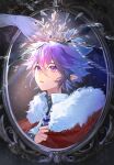  1boy 1other adapted_costume aged_down aotu_world artist_name bishounen black_shirt broken_mirror cape chinese_commentary clothes_grab crack cracked_glass crown fingerless_gloves fur-trimmed_cape fur_trim glass_shards gloves hair_between_eyes highres jacket looking_to_the_side male_focus mirror official_alternate_costume open_mouth out_of_frame parted_lips pointy_ears purple_eyes purple_hair ray_(aotu_world) red_cape reflection shirt short_hair sixfish666666 solo_focus tears turtleneck twitter_username upper_body white_gloves white_jacket 