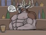  abs alcohol antlers bar beverage brown_fur cervine deer fur glass_of_alcohol horn male mammal mnty muscles nipples old_pencil_lines reindeer smile teeth vein 