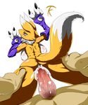  2015 animal_genitalia anthro anus bandai big_breasts blue_eyes blush bow breasts butt canine chest_tuft claws cum cum_in_pussy cum_inside digimon duo erection female fox fur interspecies looking_at_viewer looking_back lying male mammal nipples nude on_back penetration penis plain_background pussy renamon sex shadow spread_legs spreading straight sweat tailzk tears teeth tuft vaginal vaginal_penetration vein white_background yellow_fur 