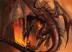 ambiguous_gender chain city cityscape dragon duo european_mythology feet feral fight flying hasbro horn human karl_kopinski long_tail magic:_the_gathering male mammal membrane_(anatomy) membranous_wings mythological_creature mythological_scalie mythology official_art orange_theme outside rear_view restricted_palette scalie sharp_teeth size_difference solo_focus spikes spread_wings tail talons teeth toes warm_colors western_dragon wings wizards_of_the_coast wyvern 