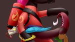  2015 chili_pepper crossover discord_(mlp) duo fangs fire_suit friendship_is_magic gas_mask hair human male mammal mask my_little_pony pink_hair pyro_(team_fortress_2) red_eyes sharp_teeth tank team_fortress_2 teeth underpable wings 
