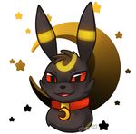  2015 ambiguous_gender black_fur black_nose collar eeveelution fur glowing markings moon nintendo ohmuu open_mouth pok&eacute;mon qwazzy red_eyes solo star umbreon video_games yellow_markings 