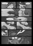  anal anal_penetration anthro canine comic cum cum_in_ass cum_inside dog english_text erection fox gay greyscale male mammal monochrome penetration penis sex text tomwaya 