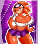  2015 anthro big_breasts breasts cleavage clothed clothing echidna female huge_breasts looking_at_viewer mammal monotreme navel one_eye_closed panties sega shade_the_echidna skimpy smile solo sonic_(series) supersonicrulaa underwear wink 