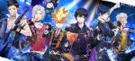  all_male bandage black_hair blue_hair brown_hair choker collar ekita_xuan fire gloves gokudera_hayato gray_hair green_eyes group guitar hibari_kyouya horns instrument katekyou_hitman_reborn lambo male microphone necklace orange_eyes red_eyes rokudou_mukuro sasagawa_ryohei sawada_tsunayoshi short_hair tie uniform yamamoto_takeshi 