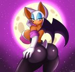  2015 anthro bat big_breasts big_butt blush breasts butt clothing erect_nipples female full_moon huge_breasts huge_butt mammal moon nipples rouge_the_bat sega solo sonic_(series) star starry_sky supersonicrulaa tight_clothing wings 