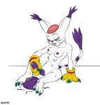  6_breasts bandai blush brain brain_fondling breasts claws dickgirl digimon ear_tuft empty_skull erection foot_fetish fur gatomon hi_res hindpaw intersex nipples nude open_mouth open_skull paws penis schwoo solo toes tuft zhiral 