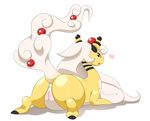  &lt;3 ampharos bending butt chubby female feral iabelle looking_at_viewer looking_back lying mega_ampharos mega_evolution nintendo open_mouth pok&eacute;mon presenting presenting_hindquarters pussy solo video_games white_belly white_skin yellow_skin 