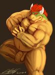  balls big_muscles blush bowser chubby flexing galvinwolf koopa looking_at_viewer male mario_bros masculine musclegut muscles nintendo overweight penis scalie solo uncut video_games 