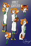  english_text eyewear female glasses hair labcoat mammal model_sheet mouse nancy_drecker necktie omny87 red_hair rodent scientist solo text 