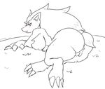  breasts canine female kemono mammal monochrome nintendo pok&eacute;mon pussy sechomi11 solo video_games zoroark 