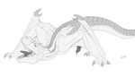  dragon greyscale half-closed_eyes kaeku looking_at_viewer male membranous_wings monochrome monster_hunter open_mouth penis plain_background precum solo teeth tigrex tongue tongue_out video_games white_background wyvern 