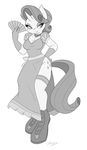  2015 ambris anthro anthrofied cleavage clothed clothing cutie_mark dress equine fan female friendship_is_magic gloves greyscale horn mammal monochrome my_little_pony plain_background rarity_(mlp) solo unicorn white_background 