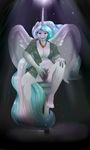 2015 anthro anthrofied barefoot breasts cleavage clothed clothing equine female friendship_is_magic hair horn long_hair mammal missblue my_little_pony navel nipples princess_celestia_(mlp) pussy sitting solo translucent transparent_clothing underwear white_skin winged_unicorn wings 
