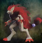  2015 3_toes anthro blue_eyes breasts butt canine claws female fur hair hattonslayden looking_at_viewer mammal nintendo nipples nude plain_background pok&eacute;mon pose smile solo spread_legs spreading standing teeth toes video_games zoroark 