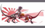  ambiguous_gender dilophosaurus dinosaur duo food japan raptor rising_sun_flag severus_blackpaw sushi 