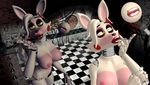  animatronic anthro blush bow breasts canine disembowell_(artist) eyelashes female five_nights_at_freddy&#039;s five_nights_at_freddy&#039;s_2 fox fur lips lipstick machine mammal mangle_(fnaf) mechanical nipples robot solo white_fur yellow_eyes 