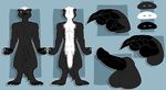  anthro badger balls claws digitigrade fur heyitshappydoodles honey_badger male mammal model_sheet mustelid pawpads paws penis sheath solo white_fur 