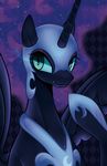  2014 armor equine eyeshadow fangs female friendship_is_magic hair helmet horn makeup mammal marenlicious my_little_pony nightmare_moon_(mlp) portrait purple_hair slit_pupils solo sparkles winged_unicorn wings 