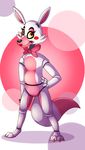  2015 amber_eyes ambiguous_gender animatronic anthro black_nose bow bow_tie canine claws emeraldarcanine eyelashes five_nights_at_freddy&#039;s five_nights_at_freddy&#039;s_2 fox girly lipstick looking_at_viewer machine mammal mangle_(fnaf) mechanical pink_bow pink_claws plain_background red_cheeks robot smile solo toe_claws 