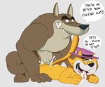  anal anthro big_dom_small_sub canine cat cum dirty_talk dog duo feline gay male mammal maychin muscles prison_dog size_difference top_cat 