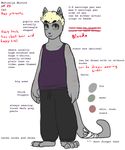  ambiguous_gender blonde_hair cat chubby ear_piercing feline fur green_eyes grey_fur hair mammal model_sheet mutisija mutisija_mirror piercing pink_nose plain_background scar short_hair slit_pupils solo standing white_background 