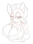  2015 anthro bat big_breasts black_and_white breasts cleavage clothed clothing female mammal monochrome nurse open_mouth rouge_the_bat sega smile solo sonic_(series) supersonicrulaa 
